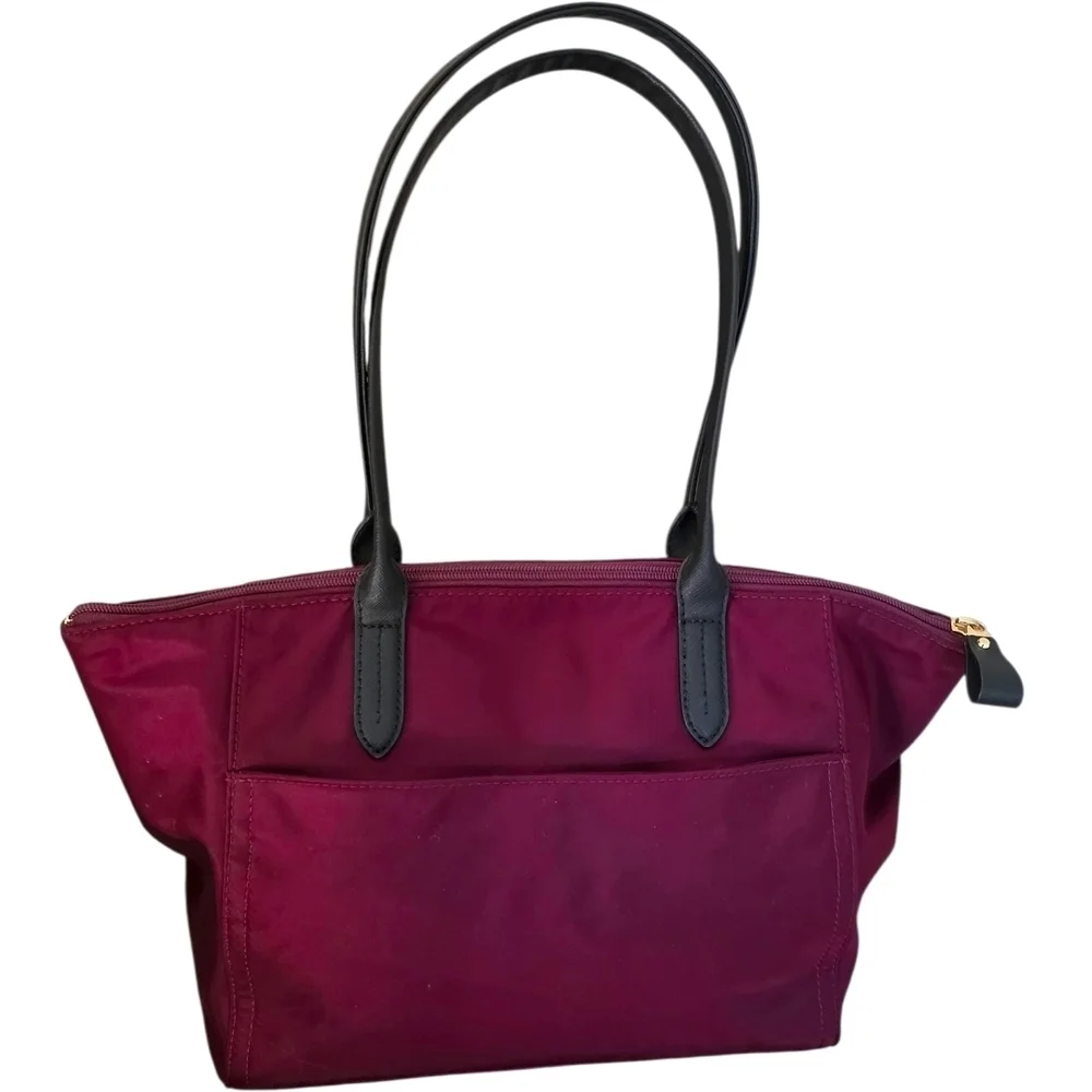 Michael Kors Cranberry Nylon Tote with Black Trim